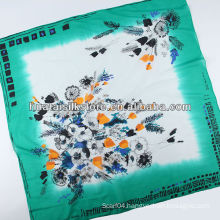 2014 green flower screen printing silk spring bandana